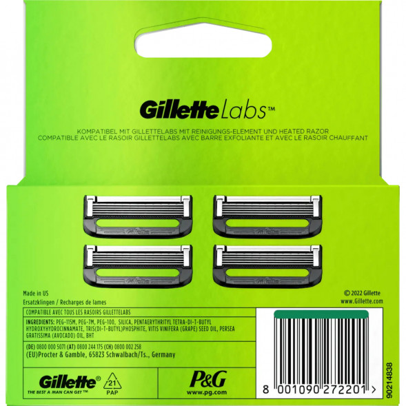 Лезвия для бритвы Gillette Labs, 4 шт. в Сургуте