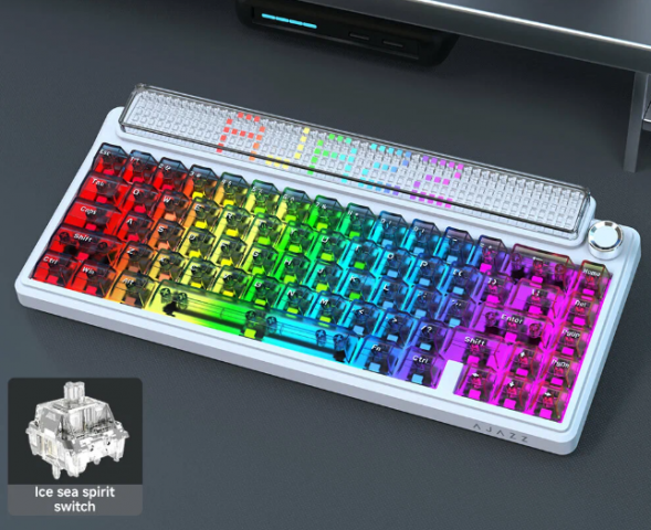 Беспроводная игровая механическая клавиатура Ajazz Pixel 68, 8K, Hot-Swap, RGB, с матричным LED экраном в Сургуте
