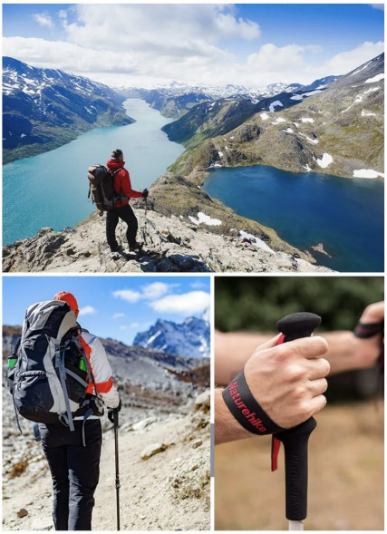 Треккинговая палка Naturehike 135 см, 1 шт., белый/красный в Сургуте