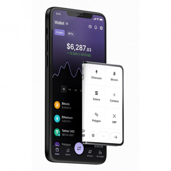 Аппаратный холодный криптокошелек Ledger Stax c чехлом Magnet Shell Black + Recovery Key в Сургуте