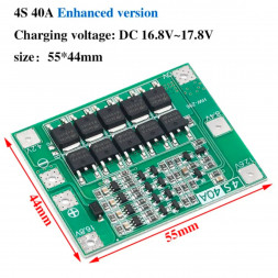 Плата защиты аккумулятора BMS 4S 40A 16.8 для Li-ion