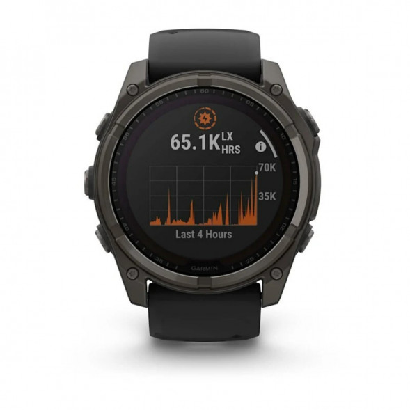 Умные часы Garmin Fenix 8, 51 мм, Solar, Sapphire Carbon Gray DLC Titanium with Black/Pebble Gray Silicone 010-02907-10 в Сургуте
