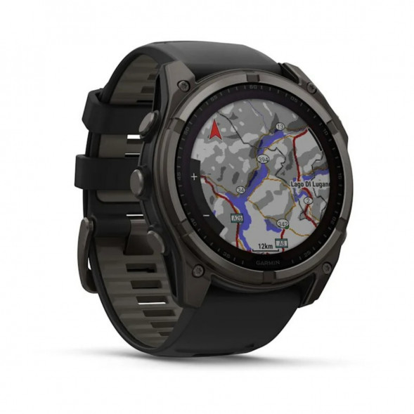 Умные часы Garmin Fenix 8, 51 мм, Solar, Sapphire Carbon Gray DLC Titanium with Black/Pebble Gray Silicone 010-02907-10 в Сургуте