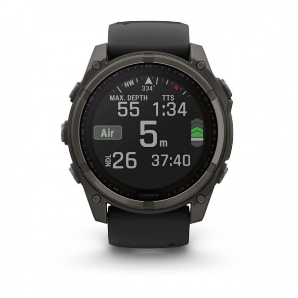 Умные часы Garmin Fenix 8, 51 мм, Solar, Sapphire Carbon Gray DLC Titanium with Black/Pebble Gray Silicone 010-02907-10 в Сургуте