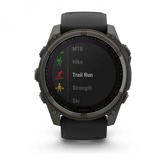 Умные часы Garmin Fenix 8, 51 мм, Solar, Sapphire Carbon Gray DLC Titanium with Black/Pebble Gray Silicone 010-02907-10 в Сургуте
