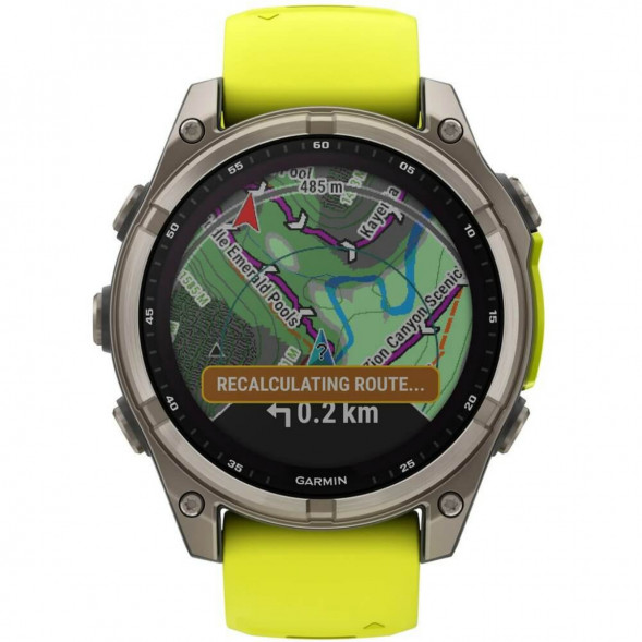 Умные часы Garmin Fenix 8, 51 мм, Solar, Sapphire Titanium with AMP Yellow/Graphite Silicone Band 010-02907-20 в Сургуте