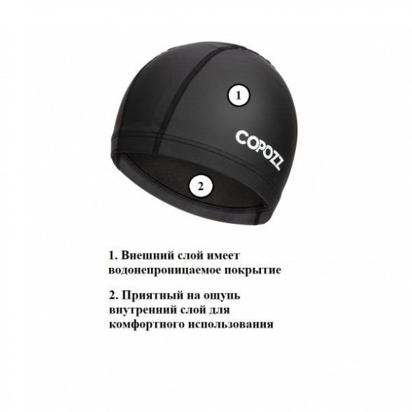 Шапочка для бассейна Copozz (черный) в Сургуте